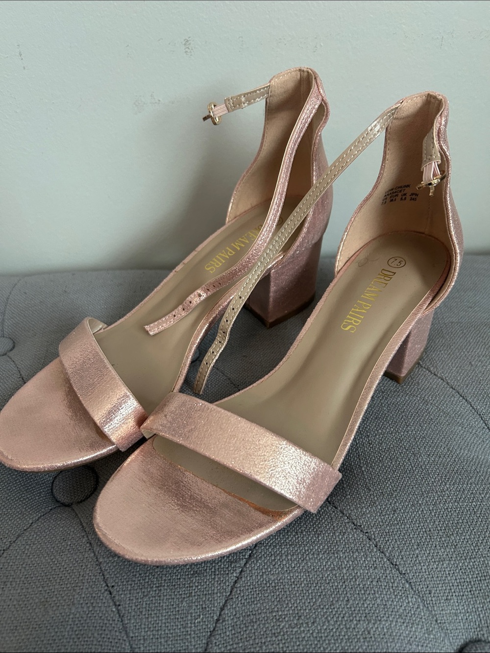 Dream Pairs Metallic Blush Block Heel Sandals